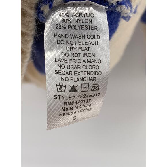 HYFVE Women's Blue-Beige Knit One-Button Lorraine Cobalt Stripe Polo Sweater SZS - Picture 10 of 10